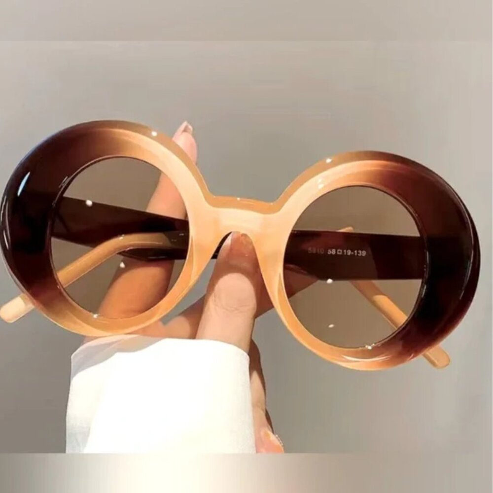 Oversized Round Sunglasses Vintage Cut Circle Fashion Designer Style Women